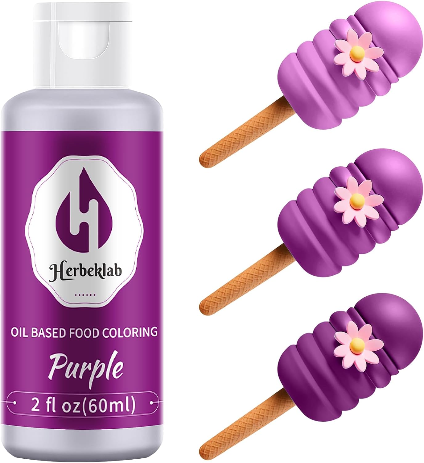 Purple Oil Based Food Coloring – 2 fl oz Professional Grade Concentrated Oil Food Dye for Melting Chocolate, Candy Melts, Cake Pops, Strawberries & Baking