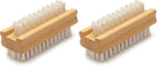 Konex Non-Slip Wooden Two-sided Hand and Nail Brush. Fingernail Brush for Nail Cleaning and Scrubbing. Heavy duty Stiff Nail Brush for Travel. Mechanic hand scrub brush with molded grip. (Pack of 2)