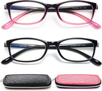 EYEURL 2 Pack Reading Glasses Blue Light Blocking Readers for Women-TR90 Lightweight Computer Reading Glasses Stylish Rectangular Frames Eyeglasses+1.25