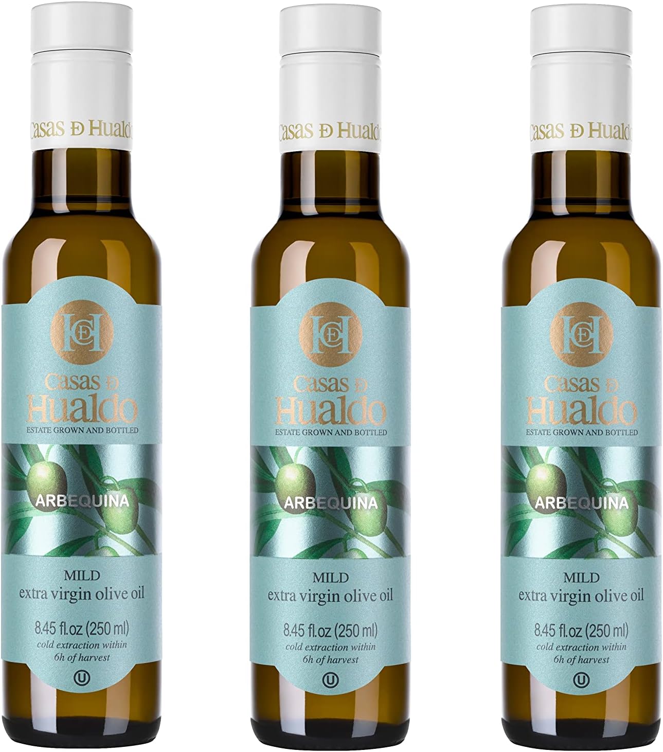 Casas De Hualdo, Arbequina, Extra Virgin Olive Oil, Imported From Spain (250 ML Pack of 3)