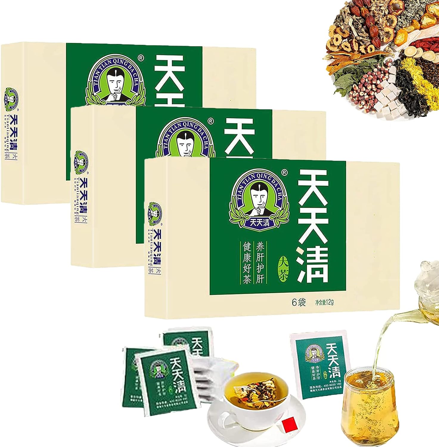 FETNHU Everyday Nourishing Liver Tea, Tian Tian Qing Da Cha (3Box)
