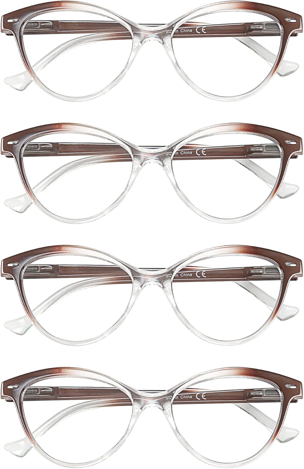 HEEYYOK Women Reading Glasses 4 Pack 1.25 Cateye Readers Glasses Reading Comfort Spring Hinge(4 Pack Color-C4, 1.25, x)