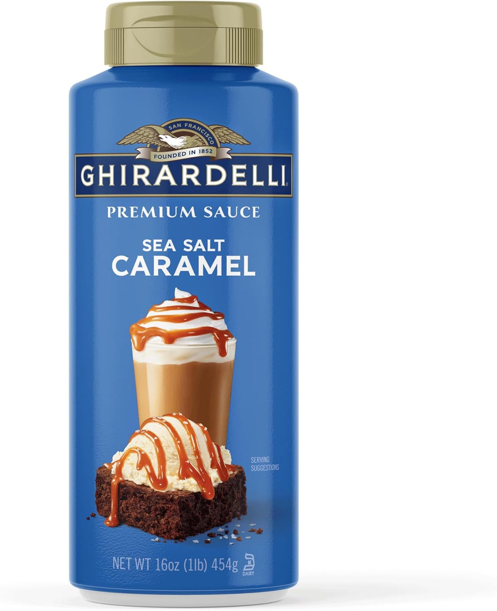 GHIRARDELLI Premium Dessert Sauce 16 oz Bottle, Sea Salt Caramel – Smooth Salted Caramel for Desserts & Drinks