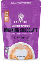 Lakanto Sugar Free Drinking Chocolate - Cold or Hot Cocoa Powder Mix, Shelf Stable Probiotics, Monk Fruit Sweetener, Keto Diet Friendly, Vegan, Dutch Cocoa, Gourmet Taste (Original - 10 oz)