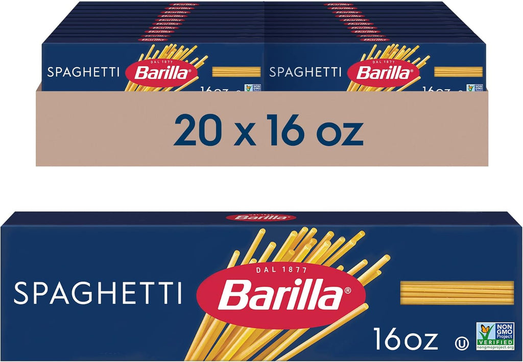 Barilla Spaghetti Pasta, 16 oz. Box (Pack of 20) - Non-GMO, Made with Durum Wheat Semolina - Kosher Certified