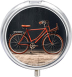Bike Pill Box 3 Compartments Portable Travel Pill Case Mini Medicine Organizer for Pocket Purse Metal Waterproof Medicine Container Holder Vitamin Fish Oil