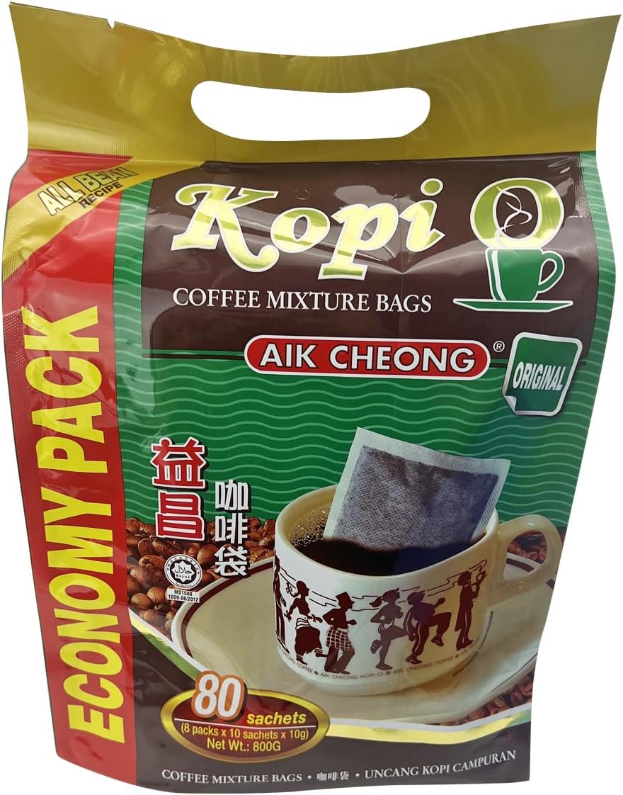 1 Pack Aik Cheong Malaysia Original Instant Dark Roast Black Coffee (Kopi O) (80 sachets x 10g)