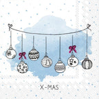IHR 20 Luxury Paper Christmas Lunch Napkins- Xmas Bauble (Light Blue)