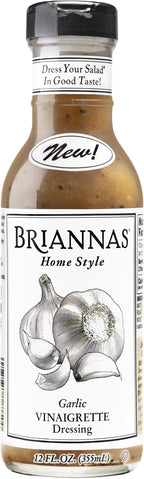 Briannas Dressing, Home Style Garlic Vinaigrette Dressing, 12 Ounce