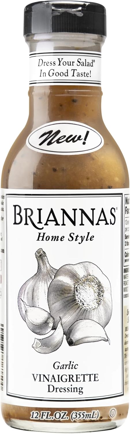 Briannas Dressing, Home Style Garlic Vinaigrette Dressing, 12 Ounce