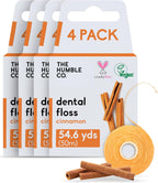 The Humble Co Cinnamon Dental Floss, 4 Pack - Vegan Expanding Dental Floss for Adult & Kids - Non-Toxic, Thick Expandable Floss for Gum Health - Oral Care & Hygiene - 220 Yards