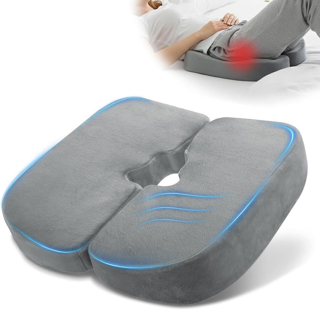 GAB Memory Foam Bed Sore Cushions for Butt, Adjustable Tailbone Pain Relief Cushion (16–20”) for Long Sitting & Sleeping, Donut Pillow for Tailbone, Designed for Bedbound Patient Care (Gray)