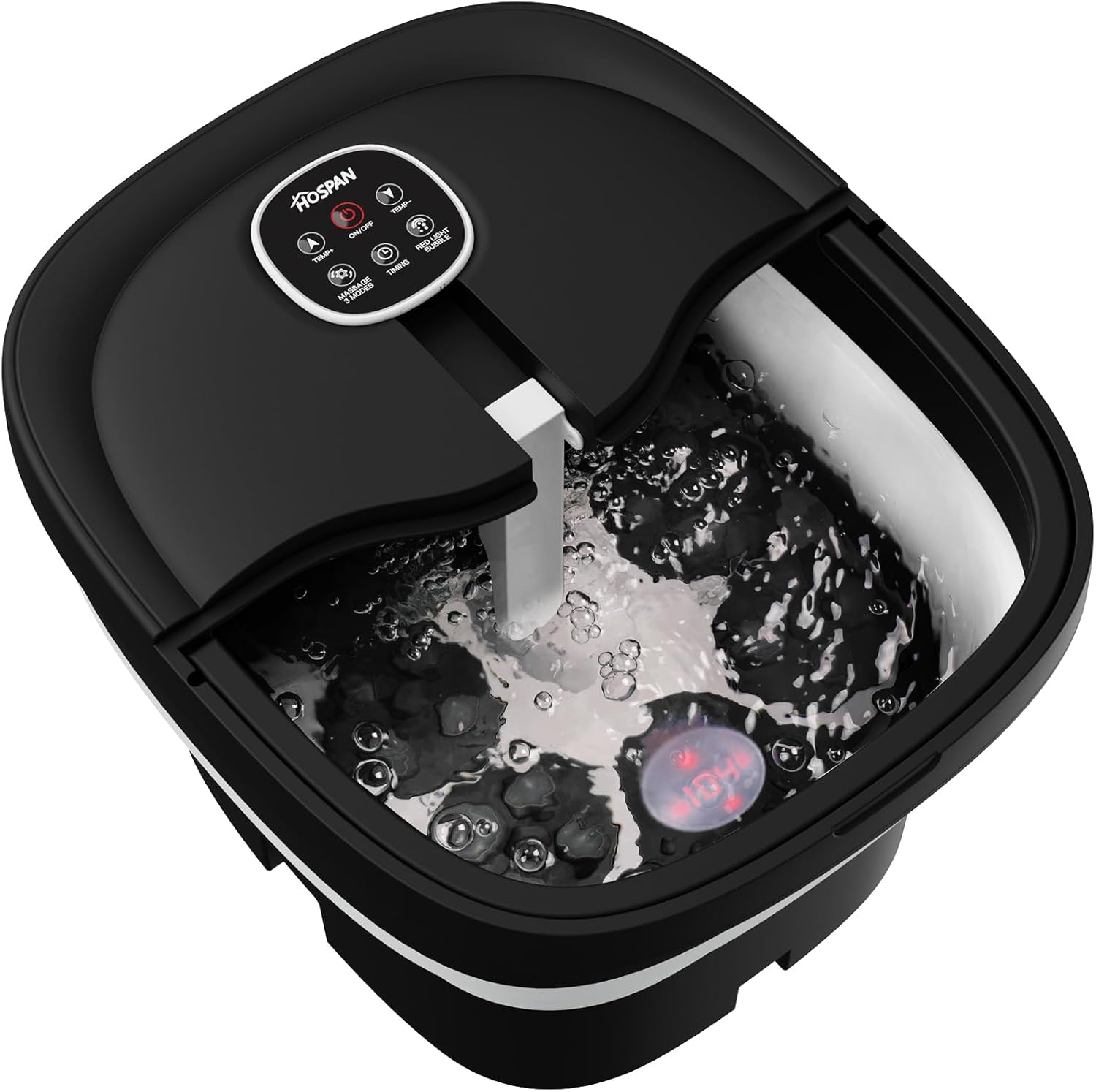 HOSPAN Collapsible Foot Spa Electric Rotary Massage, Foot Bath with Heat, Bubble, Remote, and 24 Motorized Shiatsu Massage Balls. Pedicure Foot Spa for Feet Stress Relief