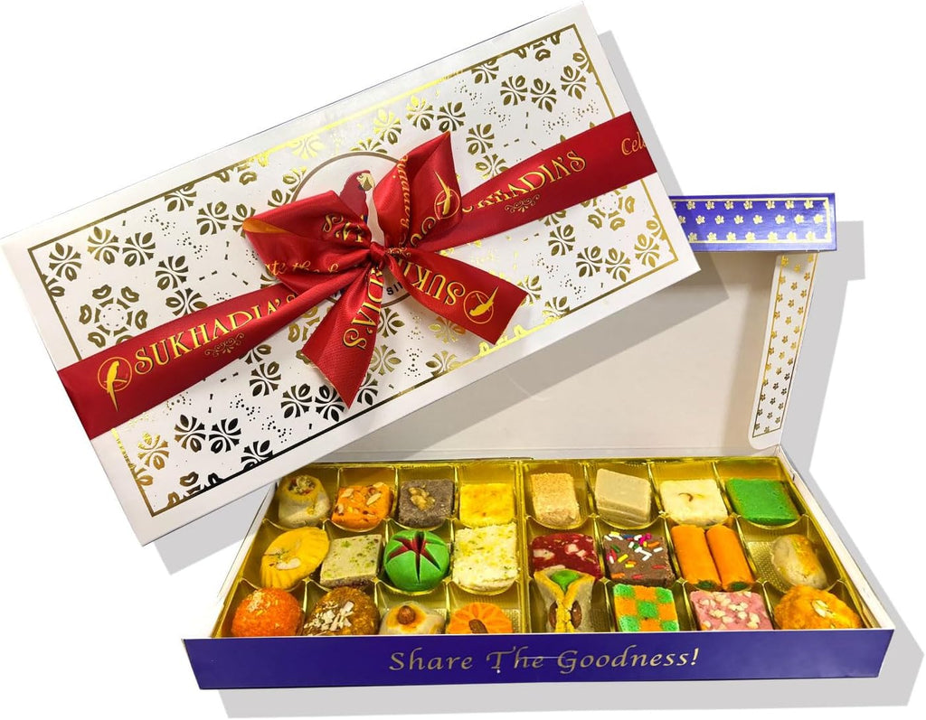 Sukhadia Sweets - Assorted Mix Mithai - 32oz box (24pcs) - Indian Mithai Gift - Freshly Made In USA