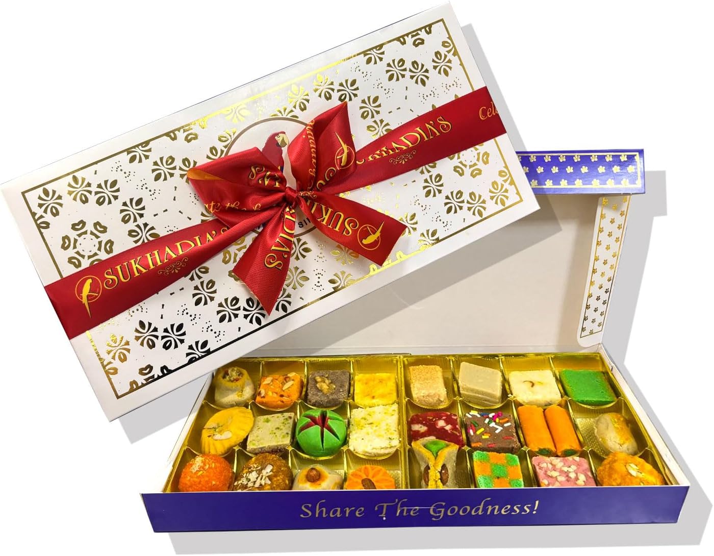 Sukhadia Sweets - Assorted Mix Mithai - 32oz box (24pcs) - Indian Mithai Gift - Freshly Made In USA