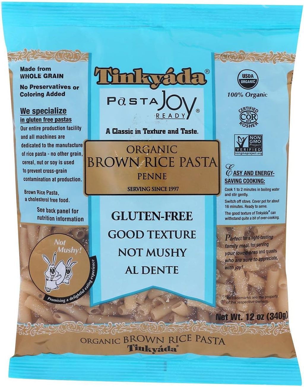 Tinkyada Organic Brown Rice Penne, 12-Ounce Packages (Pack of 12)
