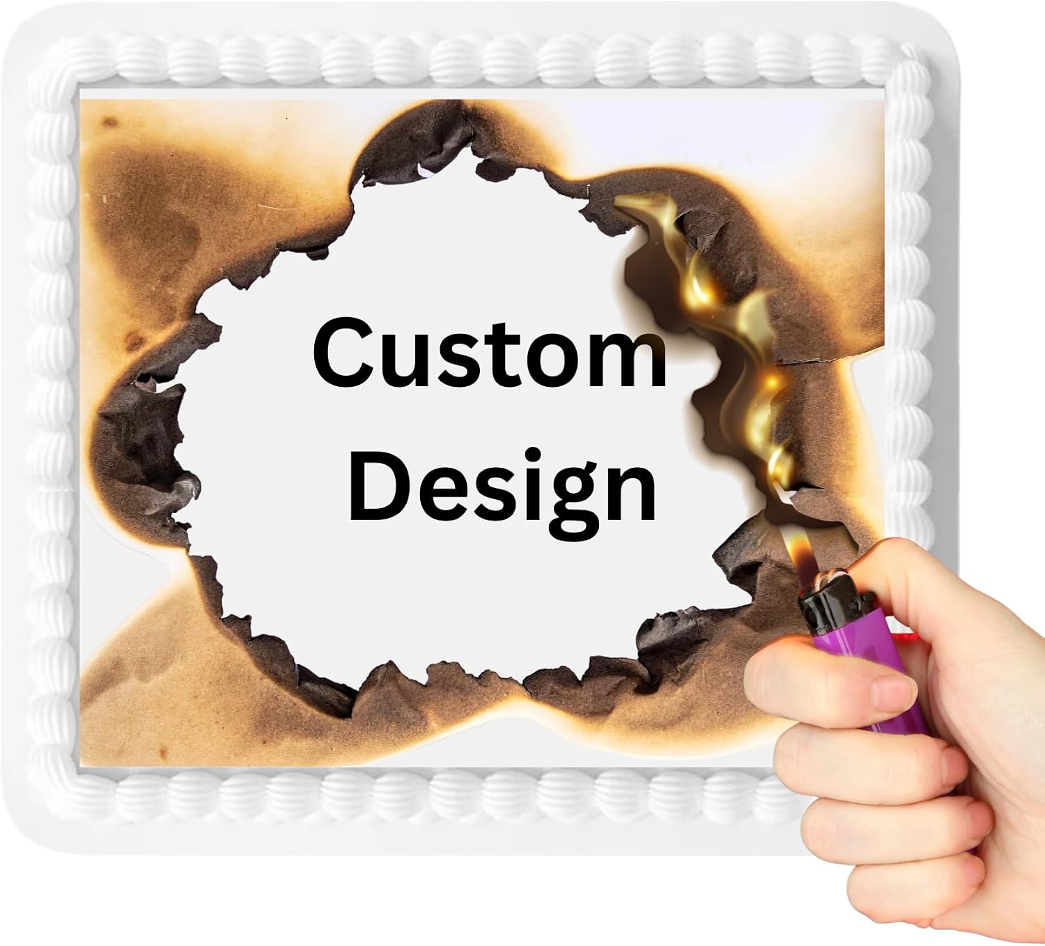 Burn Away Edible Photo Image Cake Topper 8x 10 Personalized Frosting Topper Sheet and Wafer Paper Cake Decoration