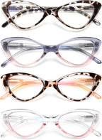 EYEURL Reading Glasses for Women Cat Eye-4 Pack Fashion Blue Light Blocking Readers Anti-Glare/UV Rays Eyeglasses with Spring Hinges 1.50