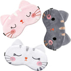 Haysandy 3 Pieces Sleep Mask for Kids Girls Cute Cat Sleeping Eye Cover Soft Mask Comfortable Funny Animal Night Eye Blindfold Cover for Kids Girls Women Home Travel(Cat)