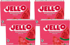 Jell-O Gelatin Dessert Mix, Watermelon Flavored, Artificially Flavored, Fat Free, Quick & Easy Dessert, 3 oz (Pack of 4)