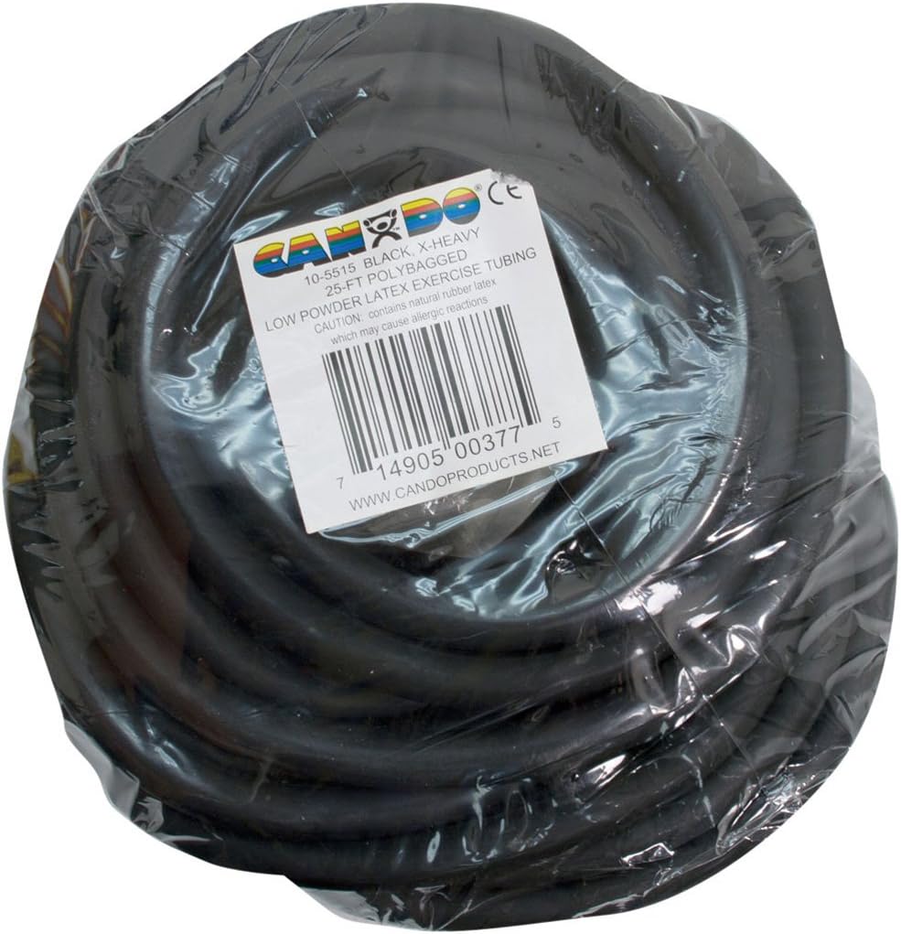 Cando 10-5515 Black Exercise Tubing, Heavy Resistance, 25' Length