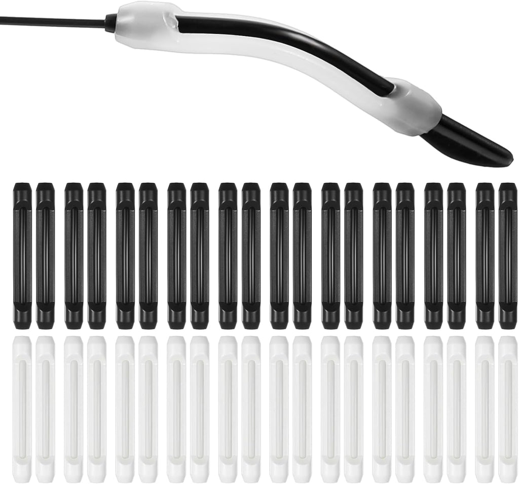 20 pairs Eyeglasses Ear Grip, Soft Silicone Temple Tip Grips for Glass, Nose Pads for Glasses Anti Slip Elastic Holder Retainers for Spectacle Sunglasses Reading Glasses Eyewear(Black+White)