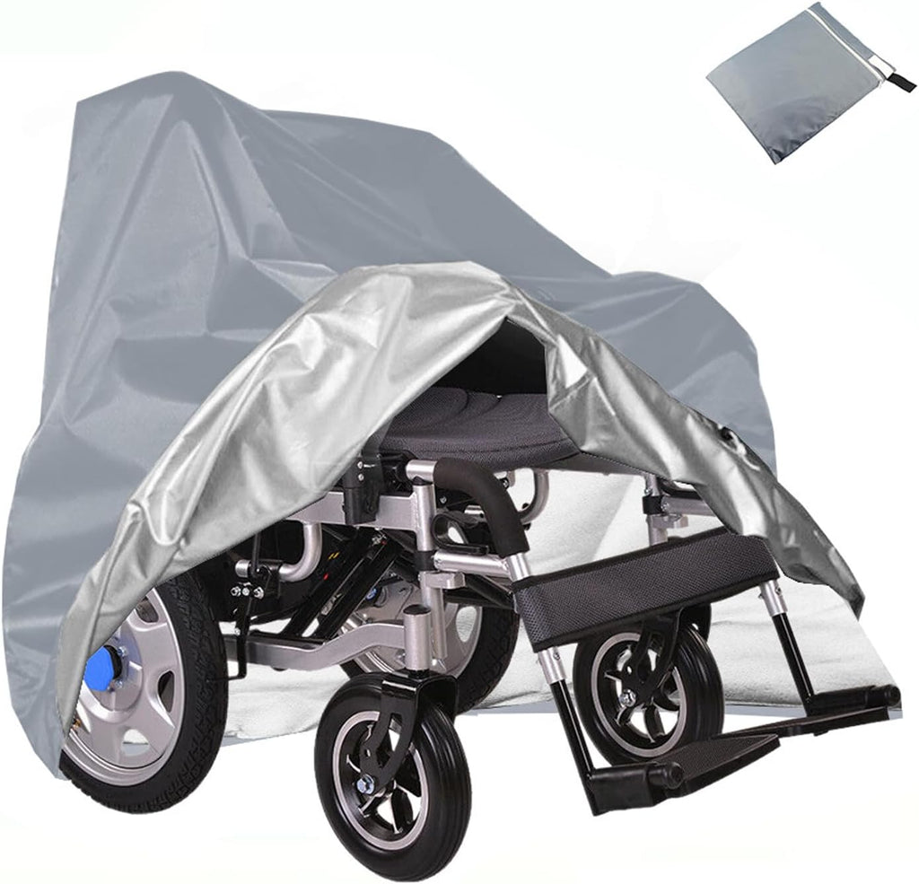 Wheelchair Cover Waterproof Electric Wheelchair Covers for Indoor and Outdoor Travel, 210D Oxford Mobility Scooter Cover for Storage, Prevent Rain Wind Dust Dirt Snow Sun 40x30x40 Inch (Grey)