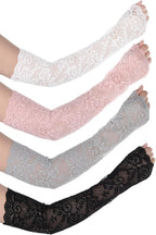 4 Pairs Women Lace Arm Sleeves, Fingerless Bridal Arm Sleeves Stretchy Sunblock Floral Hollow Covers Warmers for Wedding Party Prom Costume Cosplay Party