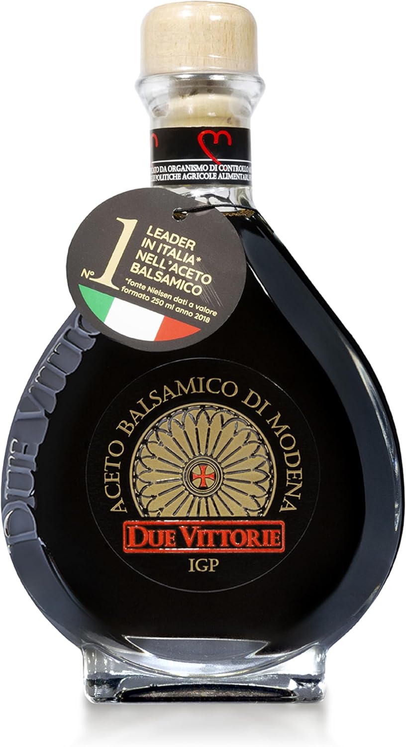 Due Vittorie Oro Gold Barrel Aged Balsamic Vinegar of Modena IGP - Special Edition, in Glass Decanter, Traditional Aged Balsamic Vinegar from Italy - 8.45 fl oz (250 ml)