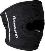 Rehband patella-stabilizing knee support, 1 piece, 3mm neoprene open patella bandage with extra stabilization for the kneecap for sport and active life, Colour:Black, Size:Medium