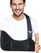 Arm Shoulder Sling for Men and Women,Porous comfort Medical Sling with Pocket Shoulder Pad for Rotator Cuff Injury,Support for Arm,Wrist, Elbow,Clavicle Fracture Post-Surgery(Black,Medium)