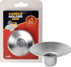 Ner Mitzvah Reusable Metal Candlestick Liners and Drip Guards - Medium Nickel Plated Candle Holder Protector Bobeches - Silver - 2 Pack