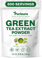 Purisure Green Tea Extract | Powdered Tea from Premium Green Leaf | Unsweetened Vegan Tea for Latte & Smoothie Recipe | All-Natural Antioxidant Green Tea Powder with EGCG & Polyphenols | 500 Servings