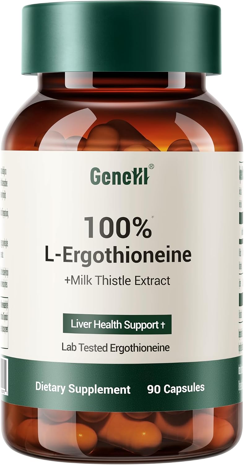 Clinically Studied L-Ergothioneine + Milk Thistle Supplement – Advanced Cellular and Liver Health Support – 30mg 99.99% Ultra-Pure Ergothioneine – Vegan, Non-GMO, 90 Count