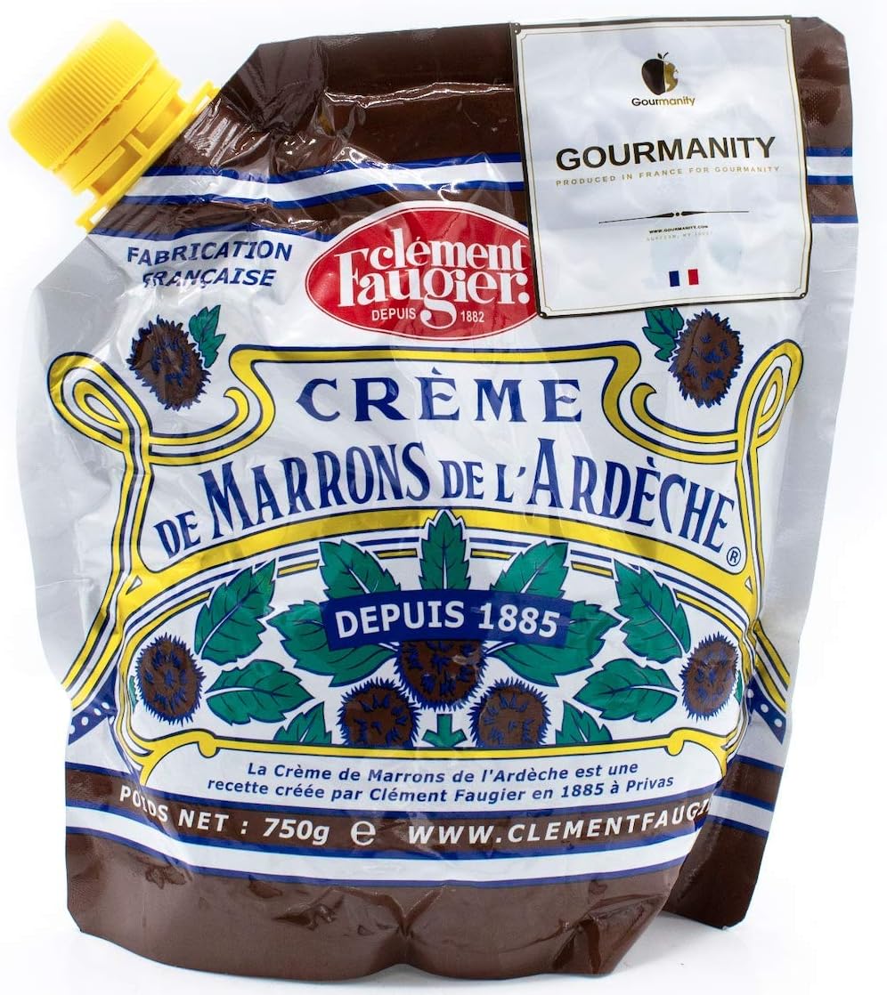 Clement Faugier Chestnut Spread From France 26.4oz | Chestnut Jam Pouch | Creme De Marron Chestnut Puree | Chestnut Paste French | Gourmet Chestnut Cream, Kosher | Produced For Gourmanity