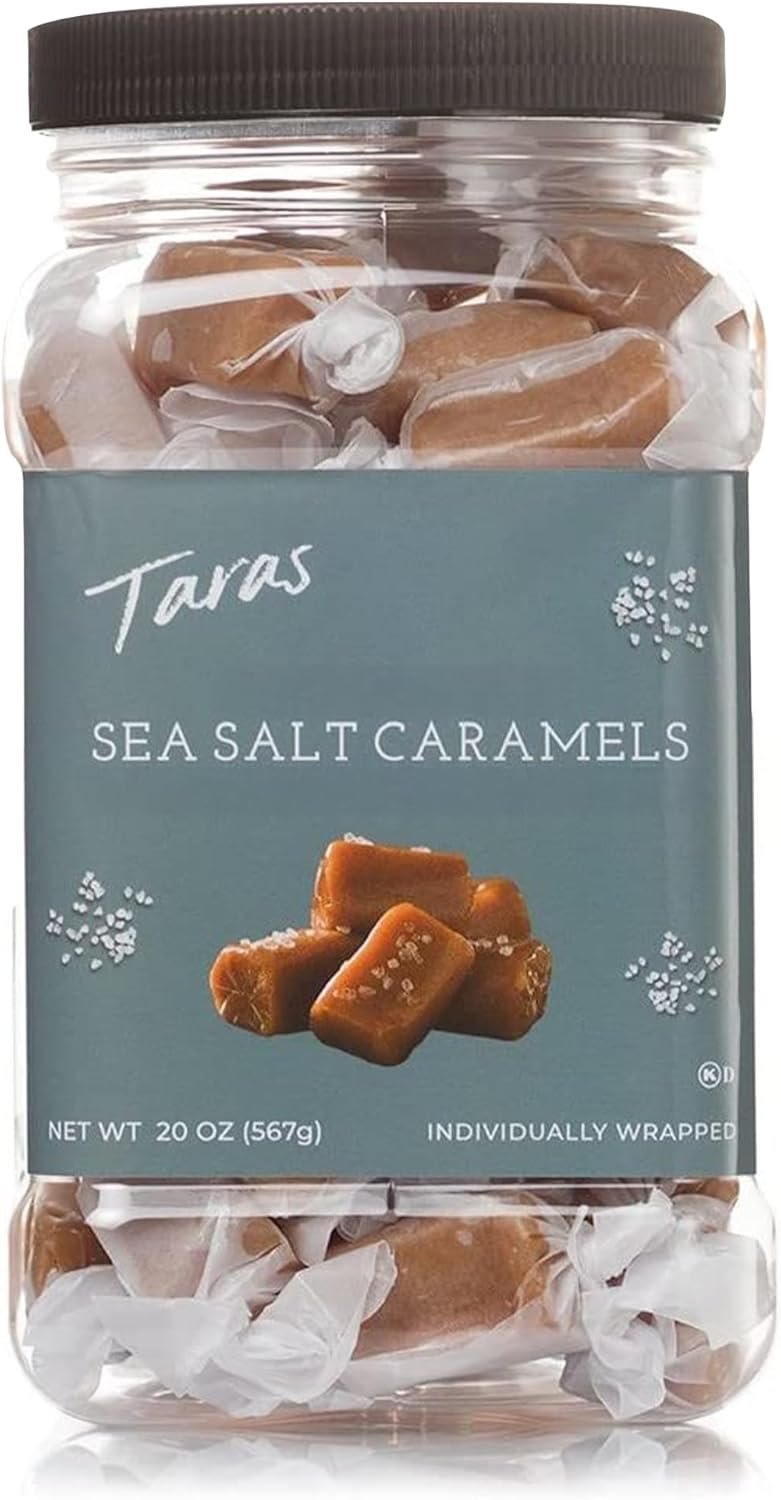 Taras Gourmet Sea Salt Caramels | All Natural Candy | Creamy & Individually Wrapped with Real Butter (20 oz)