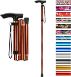 supregear Folding Cane, 5-Level Adjustable Height Walking Stick Lightweight Collapsible Portable Travel Cane with Wrist Strap and T Handle for Elderly Disabled Men Women