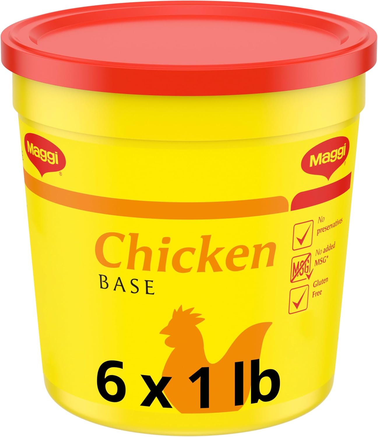 Maggi Chicken Base, Stock and Bouillon, Gluten Free, No MSG, Bulk 1 lb Tub (Pack of 6)