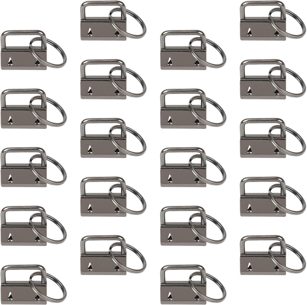 20 PCS Keychain Wristlet Hardware Set, 1 Inch Key Fob with Rings for DIY Bag Webbing, Lanyard & Wrist Strap Making Supplies (20pcs-Black)