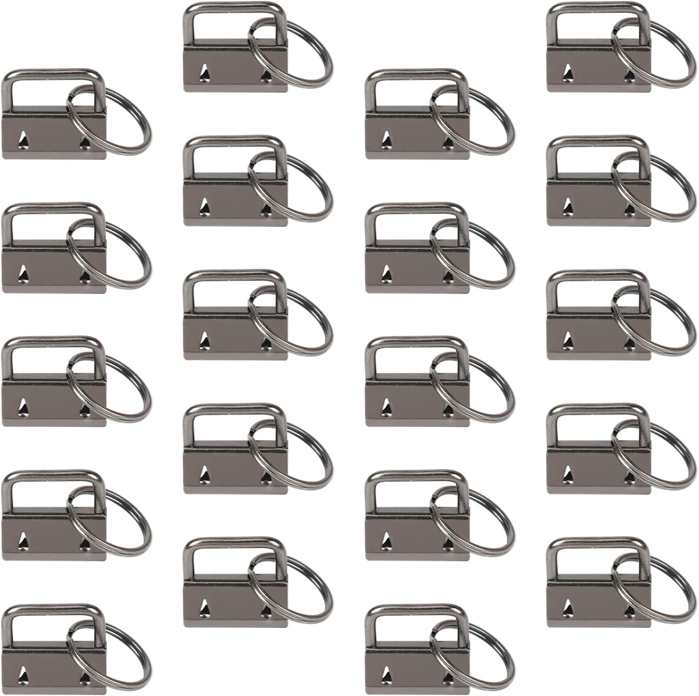 20 PCS Keychain Wristlet Hardware Set, 1 Inch Key Fob with Rings for DIY Bag Webbing, Lanyard & Wrist Strap Making Supplies (20pcs-Black)