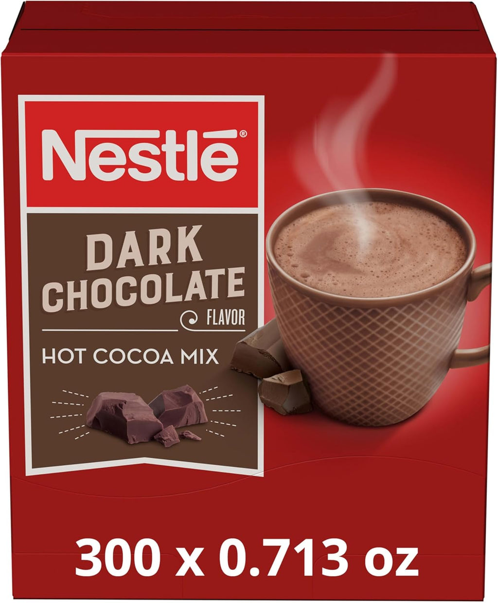 Nestle Hot Chocolate Packets, Dark Chocolate Flavor Hot Cocoa Mix, Made with Real Cocoa, Bulk Pack, 0.71 oz Packet (Pack of 300)