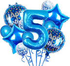 Balloons, 11 pcs Foil Balloons 5 Year Old for 5st Birthday Party Supplies Decoration, Confetti Balloon Kids Years (5th, Blue)