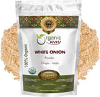 Organic Way White Onion Power | Granulated Onion Powder | USDA & Kosher Certified | Non GMO & Gluten Free | Origin India (1 lb - 16 Oz)