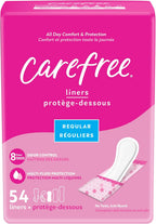Carefree Panty Liners for Women, Regular, Wrapped, Unscented, 54ct