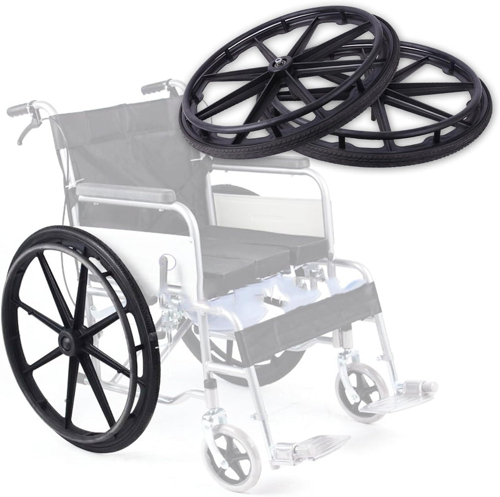 WORDFUN 2 Pcs Rear Wheelchair Wheels Replacement, 20in 22in 24in Wheelchair Caster Assembly, Silence, Replacement PartsUniversal Fit, Replacement Wheels for Wheelchair Walkers
