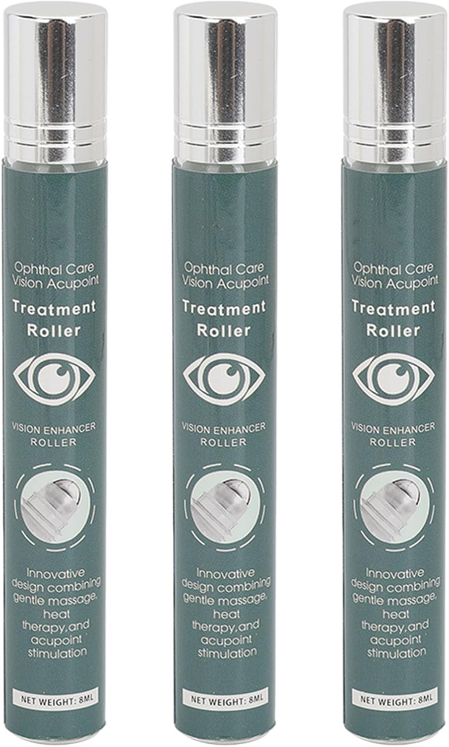 Vision Enhance Massage Roller 8ml - Reduce Dryness & Fatigue, Improve & Health, 3pcs Pack for Effective Eye Care & Nearsightedness Prevention