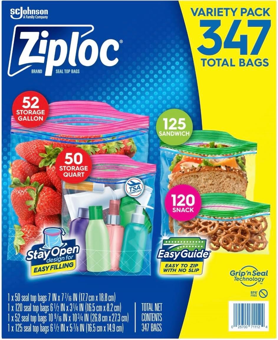 Ziplocs Storage Bag Variety Pack, 347 Count