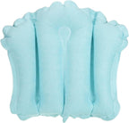 PATIKIL Inflatable Bath Pillow with Suction Cups, Terry Cloth Covered Shell Shape Bath Pillow Neck Support for Bathtub Hot Tub, Blue