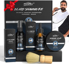 5Pcs Shaving Kit for Men Gift Set Includes Shaving Soap Butter Beard Bib Apron Pre Shave Oil After Shave Lotion Cream Shaving Brushes Mens Shave Christmas Birthday Day Fathers Day Stocking Stuffers