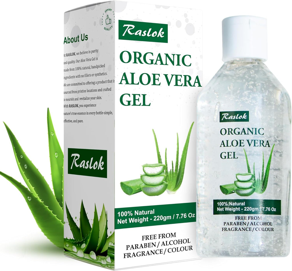 Raslok Aloe Vera Gel | 99% Pure Natural Aloe Gel For Moisturizing Face Skin & Hair Care,Durable Moisturizing Hydrating Soothing, Non-Sticky (7.7 OZ)